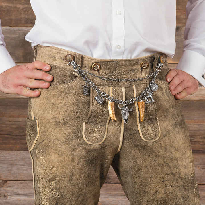 Alpenflüstern Trachten-Charivari Stierkopf - Hochwertiger Herren-Trachtenschmuck mit Trophäen-Anhäng
