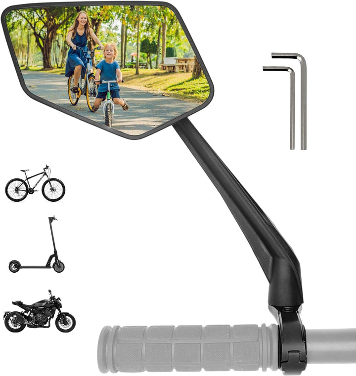 REEZER Fahrradspiegel links mit extra grosser Spiegelfläche - 360° verstellbarer Fahrrad Spiegel für