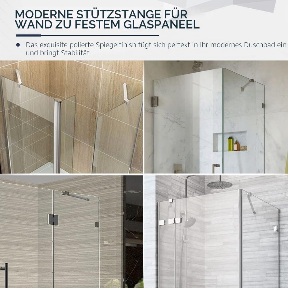 40 cm Edelstahl rahmenlose Dusche Tür Feste seitenwandplatte wall-to-glass Unterstützung Bar für 6mm