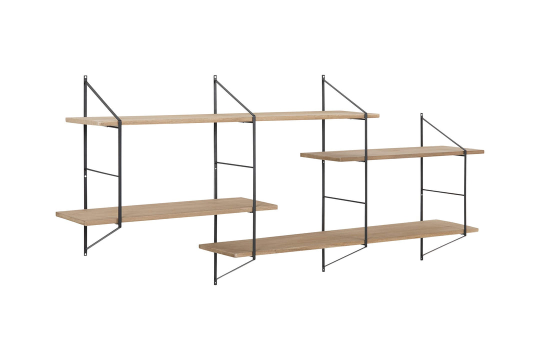 AC Design Furniture Orla Regal, Holz, Natur, 25,5 x 191 x 79 cm Eiche/Schwarz 4 Regale, Eiche/Schwar