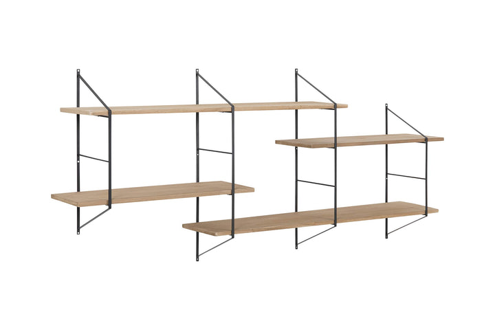 AC Design Furniture Orla Regal, Holz, Natur, 25,5 x 191 x 79 cm Eiche/Schwarz 4 Regale, Eiche/Schwar