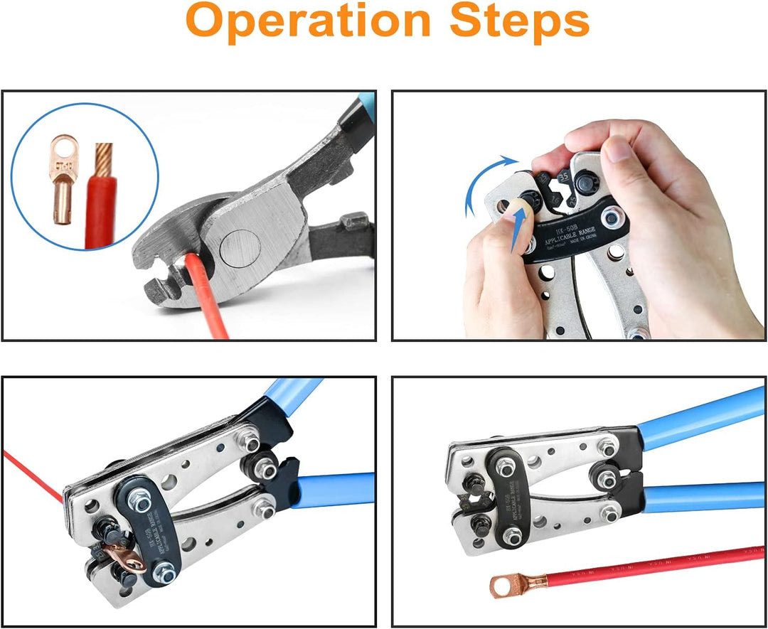 Brileine Batteriekabel Crimpzange von AWG 8-1/0, Batteriekabelschuh Crimpzange für schwere Kabelschu