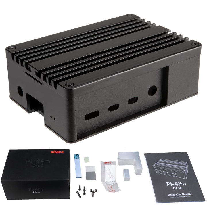 Akasa Pi-4 Pro | Lüfterloses Raspberry Pi 4 Gehäuse | Lüfterloses Gehäuse | Vollaluminium | Thermo-K