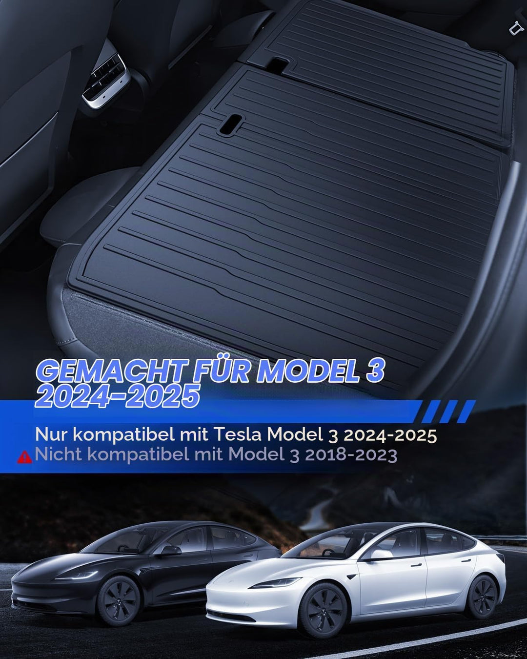 Zweite Sitzreihe Rückenbezug für Tesla Model 3 2024-2026 Allwetter TPE Sitzschutz Wasserdicht und ru