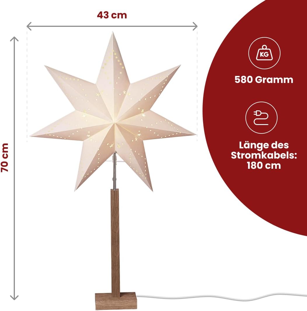 Fensterstern mit Beleuchtung | Weihnachtsdeko Fenster Beleuchtet| Weihnachtsdeko Innen | Papierstern
