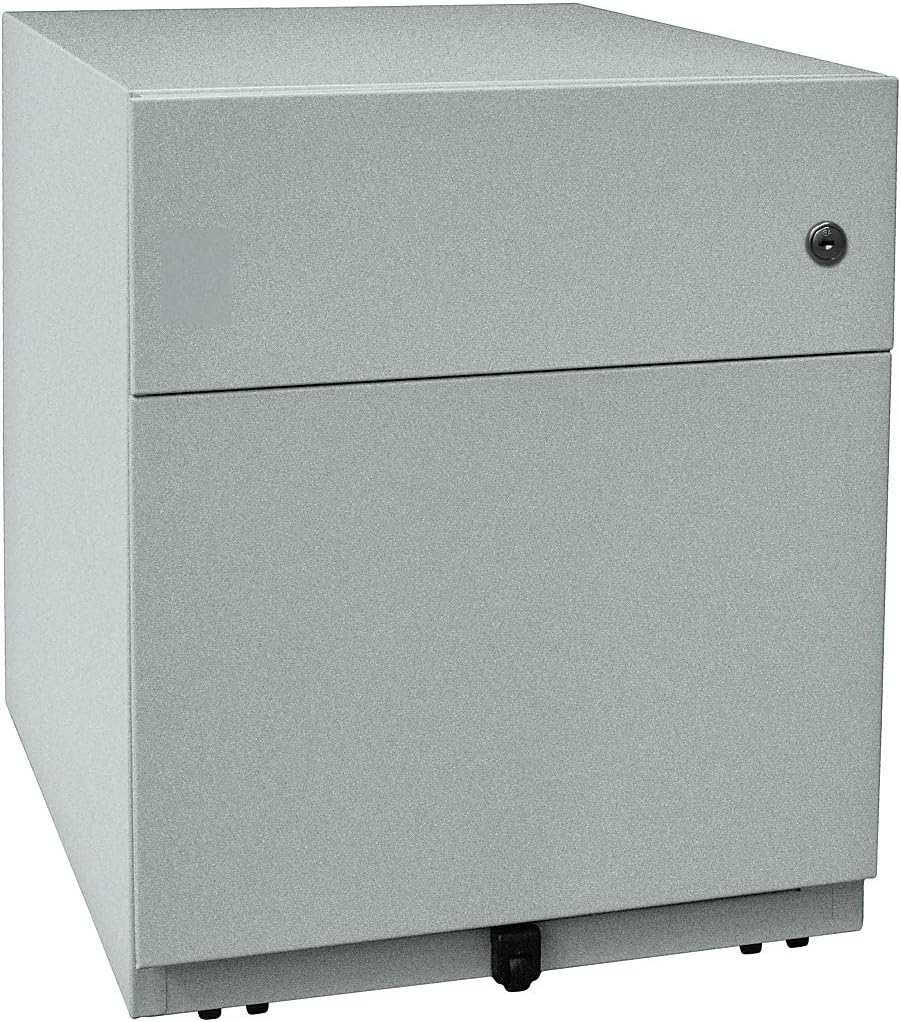 BISLEY Rollcontainer Note mit Griffleiste, 1 Universalschublade, 1 HR-Schublade, Metall, 355 Silber,