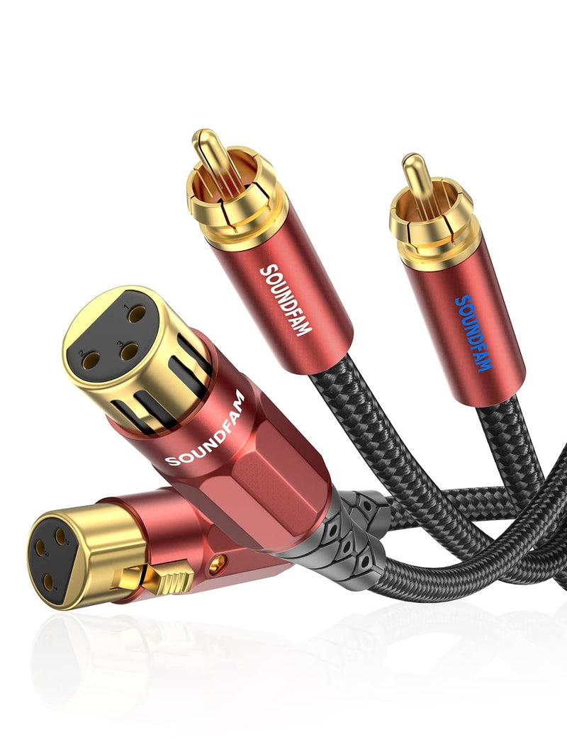 SOUNDFAM XLR auf Cinch Kabel 2M, PREMIUM 2 XLR Buchse zu 2 RCA Stecker Verbindungskabel 2 M 2-RCA au