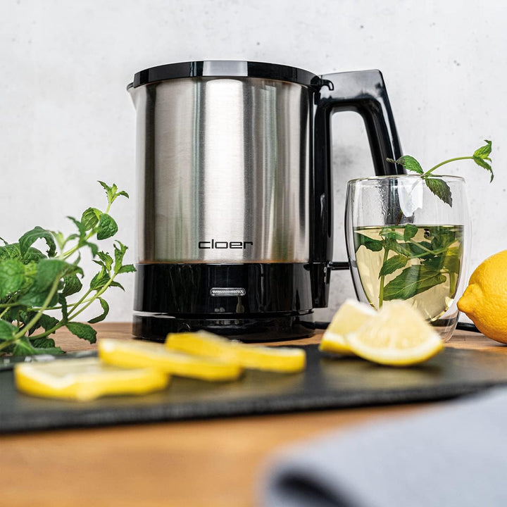 Cloer 4700 Wasserkocher, 2000 W mit innen liegender Füllmengenmarkierung, Trockengeh- und Überhitzun