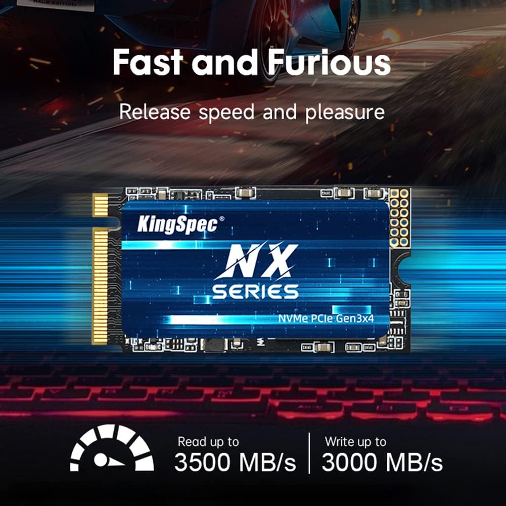 KingSpec 256GB M.2 2242 NVMe SSD - Bis zu 3500 MB/s Lesegeschwindigkeit, PCIe 3.0 SSD mit 3D NAND Fl