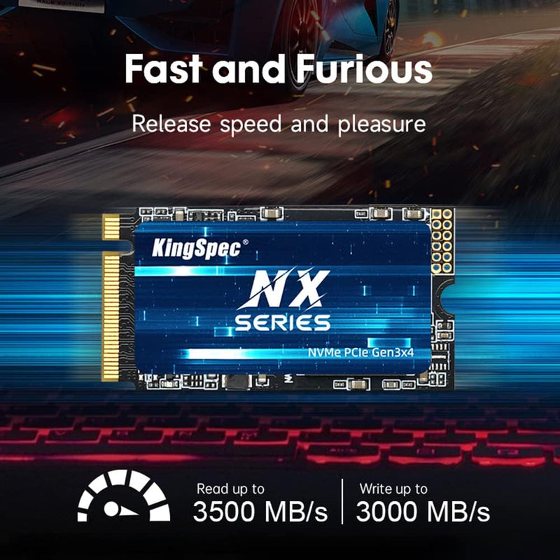 KingSpec 128GB M.2 2242 NVMe SSD - Bis zu 2200 MB/s Lesegeschwindigkeit, PCIe 3.0 SSD mit 3D NAND Fl