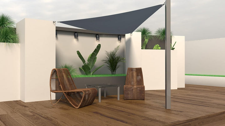 Tom'Shop Sonnensegel Graphit Dreieck 3x3x4,25m | Wasserabweisend, Sonnenschutz, Wetterbeständig, Für