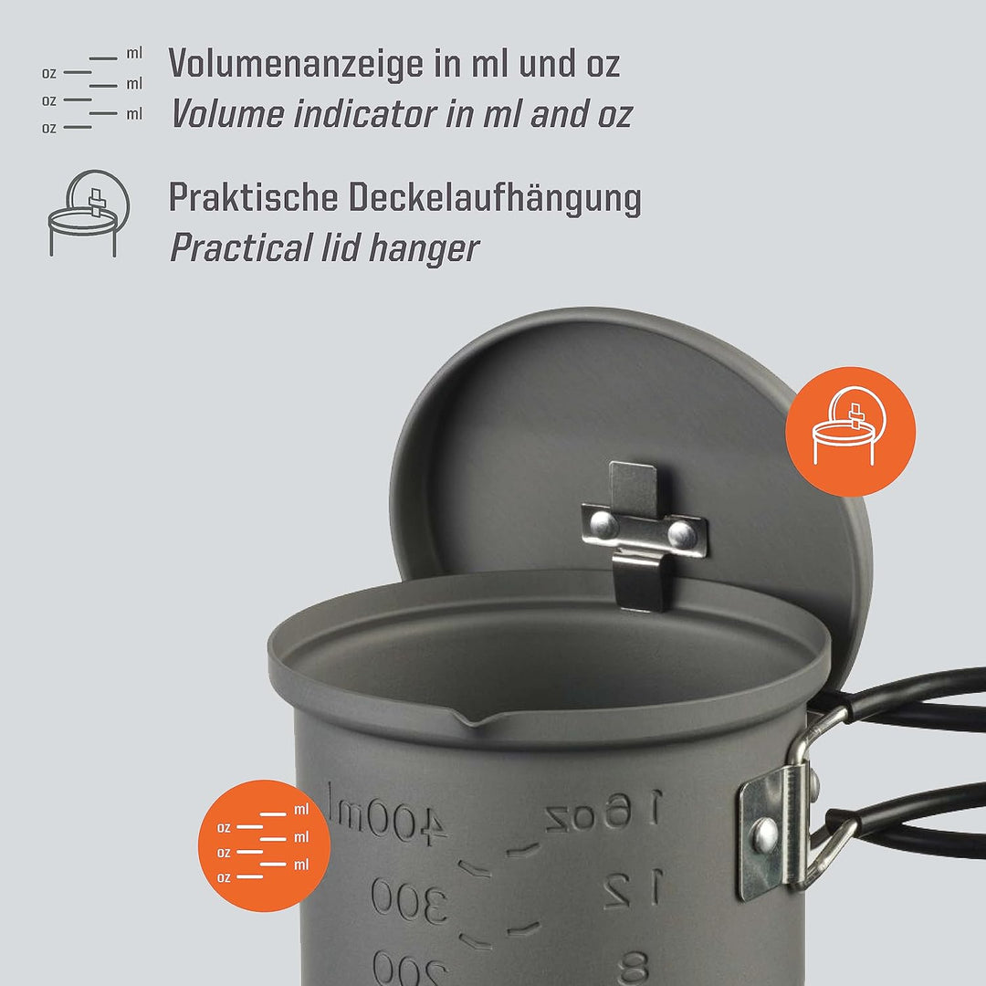 Esbit Outdoor Kochtopf 625 ml - Camping Topf aus hartanodisiertem Aluminium - inkl. Deckel mit prakt