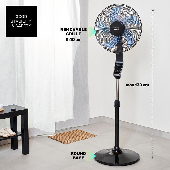 Taurus Boreal 16CR Digitaler Standventilator, Höhe bis 130 cm, 5 Flügel, Durchmesser 40 cm, 3 Geschw