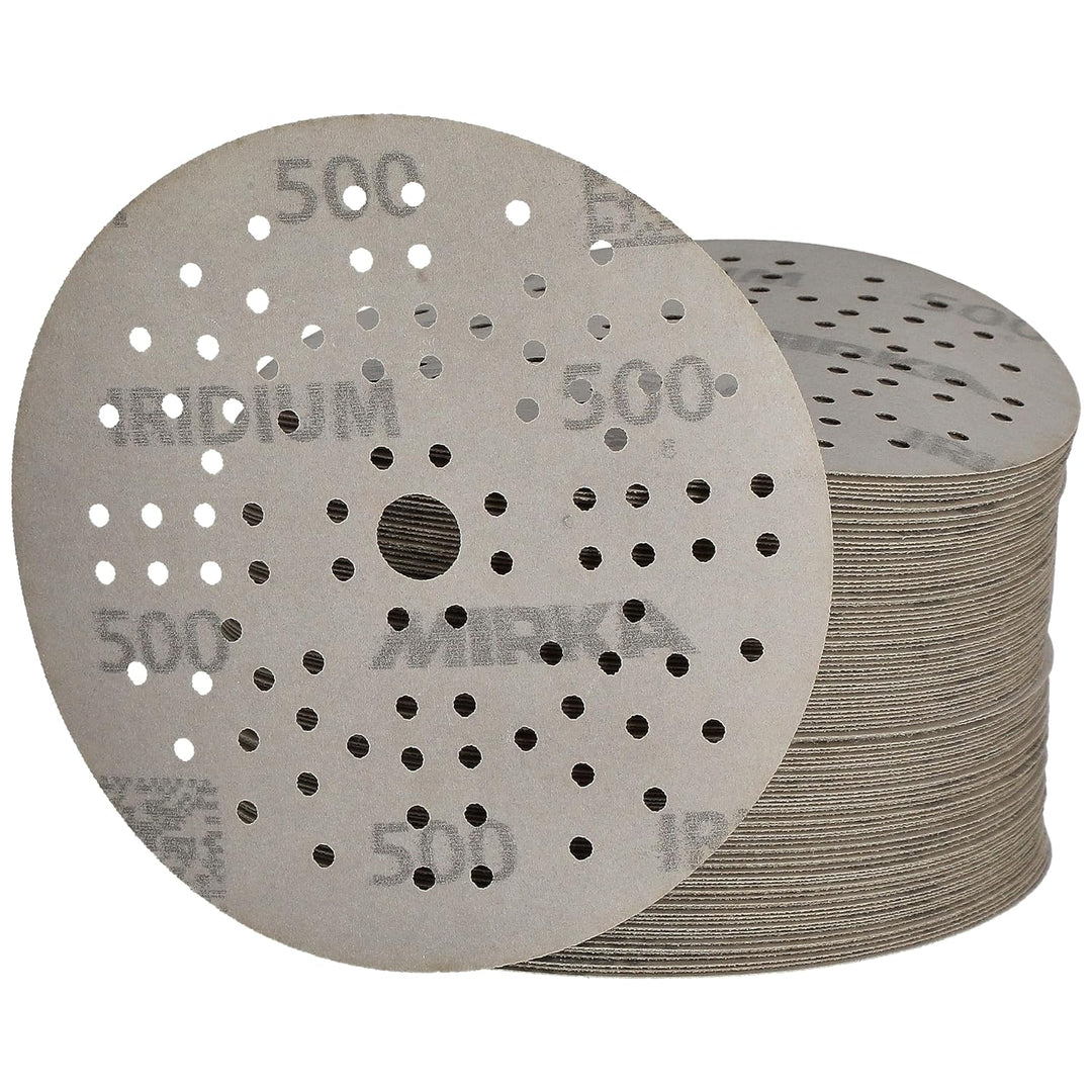 Mirka Iridium Premium-Schleifpapier Ø 125mm Klett 89-Loch, Korn 500, 100 Stk / Zum Schleifen von Lac