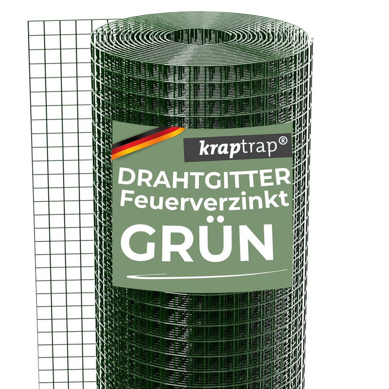 KrapTrap® Volierendraht grün Drahtgitter I Käfigdraht Schweissgitter (1m x 12m), 1m x 12m