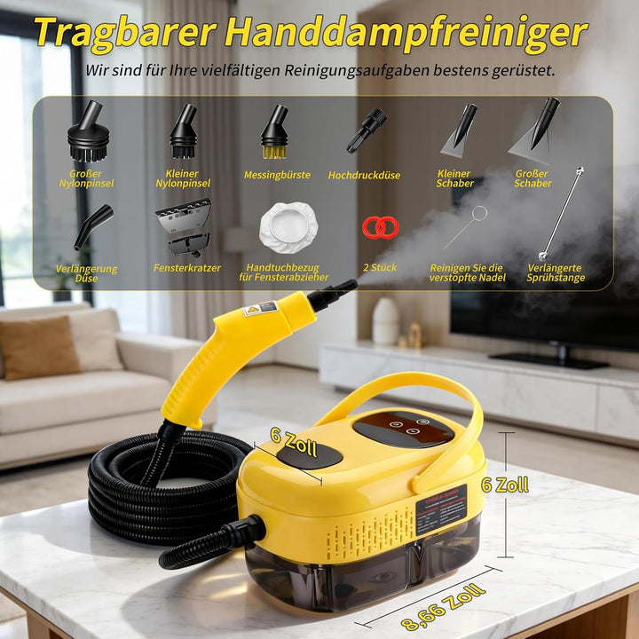 Dampfreiniger, Dampfreiniger Handgerät, 1.2L Wassertank, 15 Sekunden Aufheizzeit, 2500W Hochdruck St