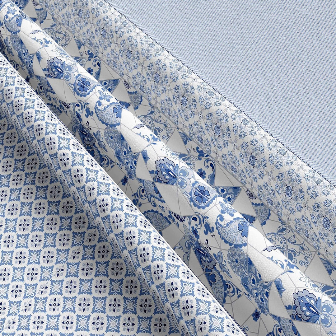 Leonado Vicenti Bettwäsche 155x220 cm Baumwolle Komfortgrösse Blau Weiss Paisley Muster Bettbezug Ki