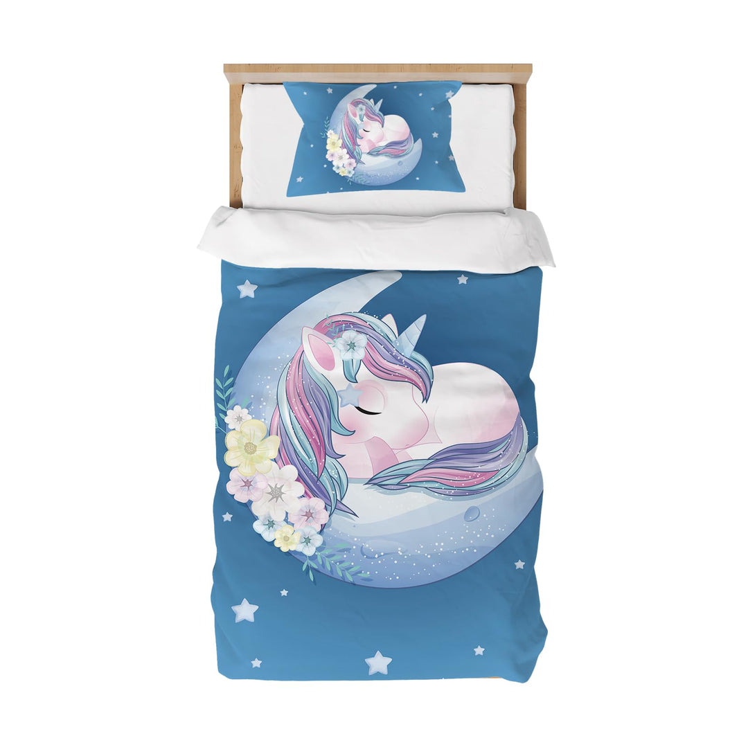 Caregchrisj Einhorn-Bettbezug 120 x 150 cm, für Kinder, Mädchen, Bettwäsche aus Mikrofaser mit Reiss