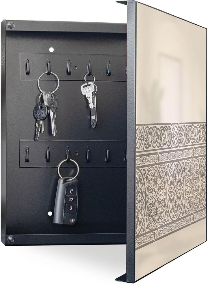 banjado Grosser Schlüsselkasten Metall - Schlüsselbox 30x30cm beschreibbarer mit 32 Haken - Schlüsse