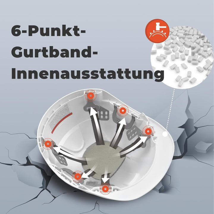 Bauhelm EN397, Mustbau Sicherheitshelm, Arbeitshelm Schutzhelm mit DIY Steckplätze für 53-65 cm Kopf