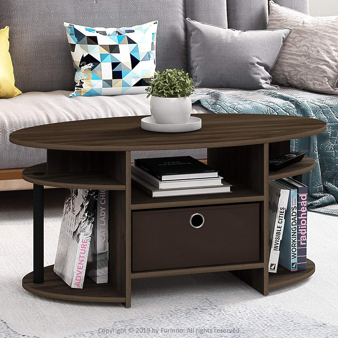 Furinno Jaya Couchtische, Beistelltisch, Columbia Walnuss/Schwarz, 89.9 (Breite) x 41.7 (Höhe) x 50