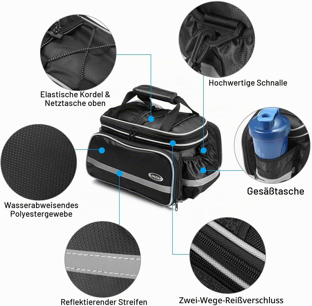 Lixada Radtasche, wasserdichte Fahrrad Satteltasche Gepäcktasche Gepäckträger Tasche Rucksack Seiten