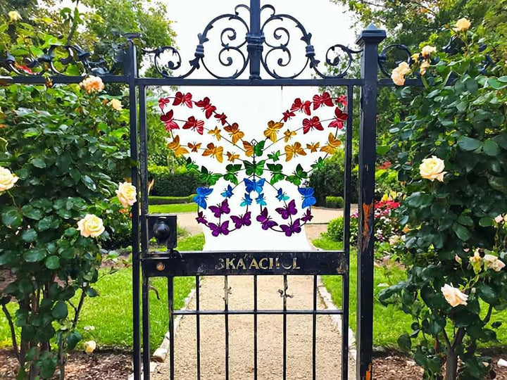 KAMACA XL Metall Schmetterling Wanddeko Bunt 50,5 x 38,5 cm für Garten Balkon Terrasse Wandfigur Far
