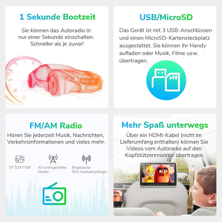 Eonon Android 12 Autoradio für VW Golf T5 usw. Seat Skoda 6+64GB 8-Core 9"-QLED-Display Radio mit Sn