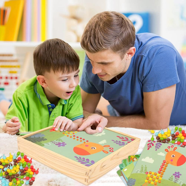 Gohytal Mosaik Steckspiel für Kinder, Spielzeug ab 2 3 4 5 7 8 Jahre Holz Montessori Steckspiel Gesc