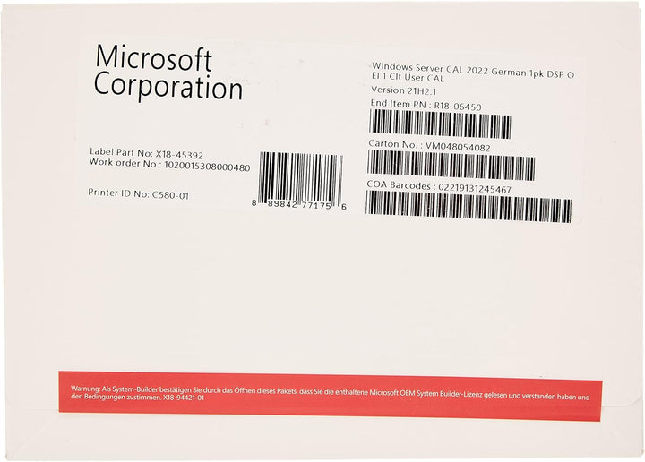 Microsoft Windows Server 2022 Cal 1 User [DE]
