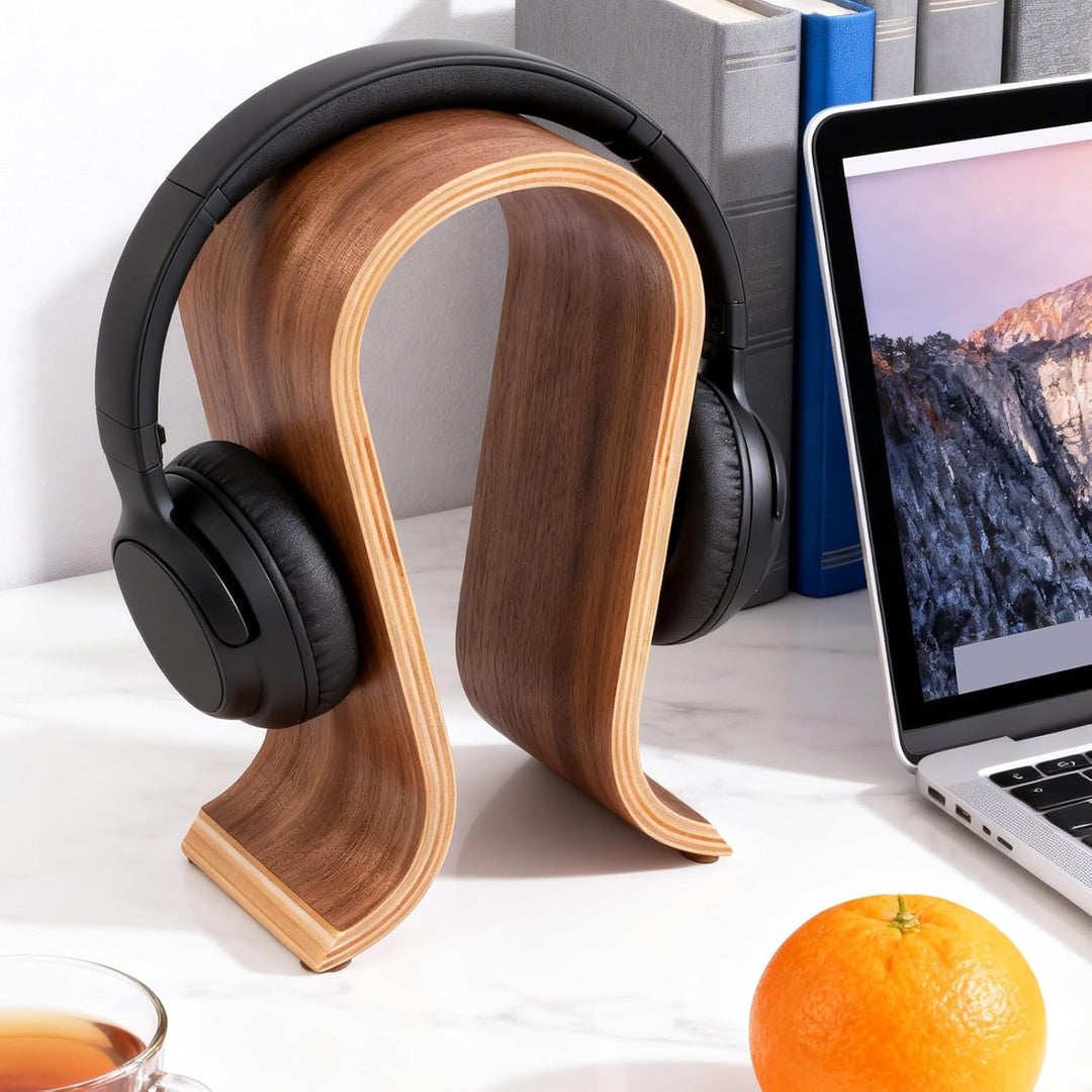 Kopfhörerständer aus Holz, Headset-Ständer für Schreibtisch, Walnussholz, Gaming-Kopfhörerhalter, Bo