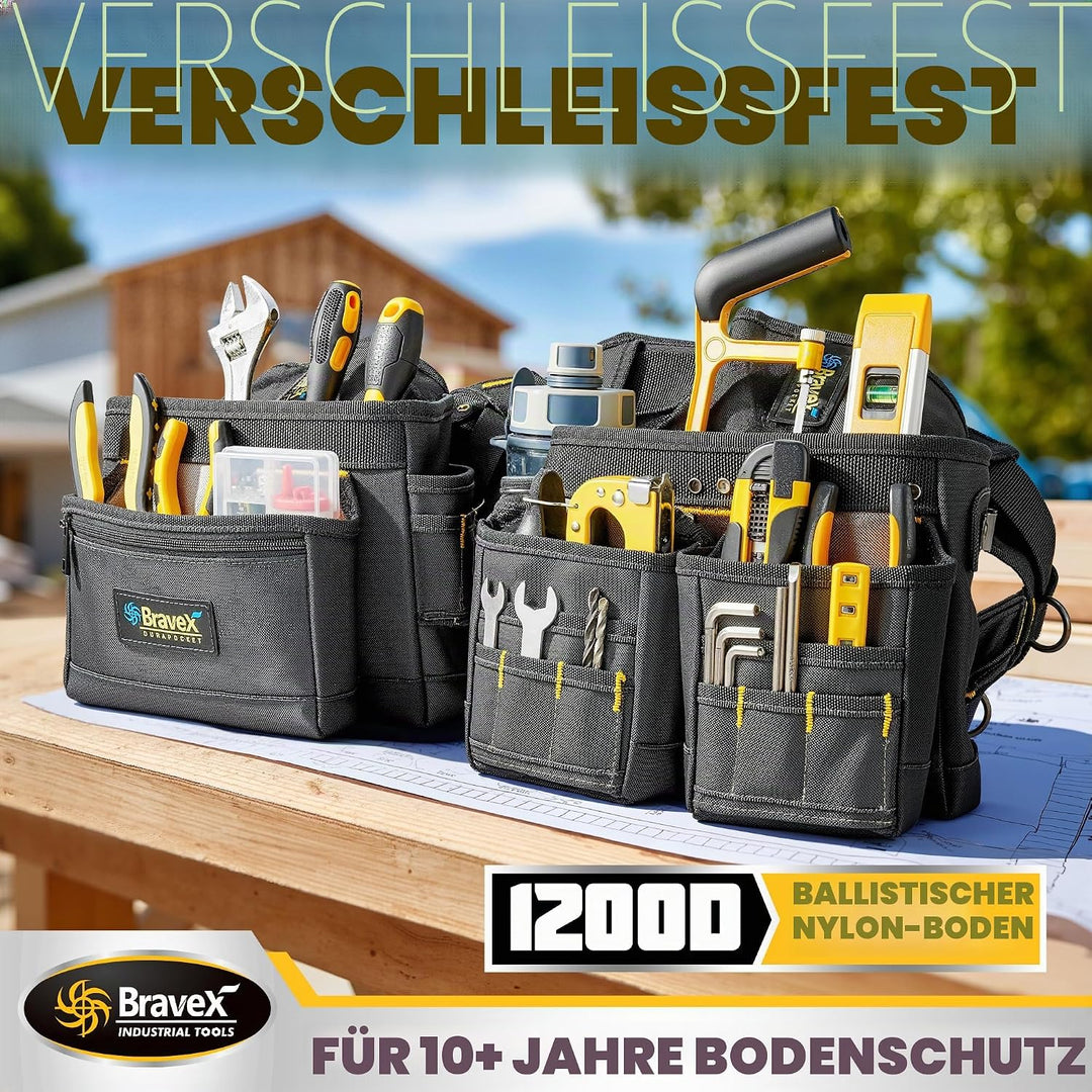 Bravex Tool Belt Suspenders - Pro Ultra Anti-wear 20 Bags Y-Style Tool Belts 5 Combo Apron Tool Pouc