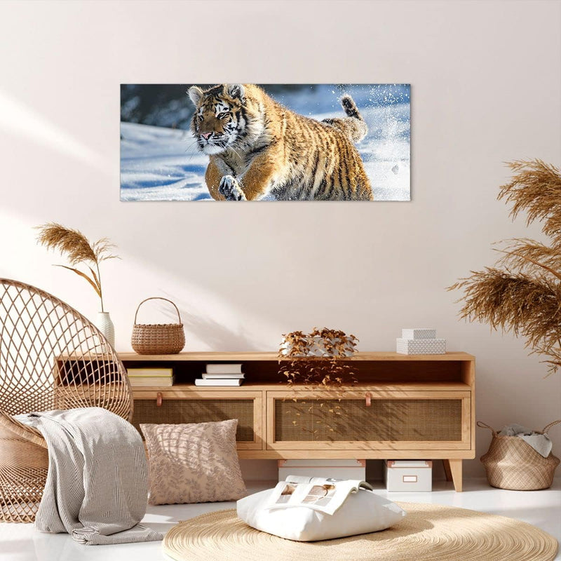 Wandbilder Dekoration Wohnzimmer tiger tier Panorama Bilder auf Leinwand 120x50cm Leinwandbild mit R