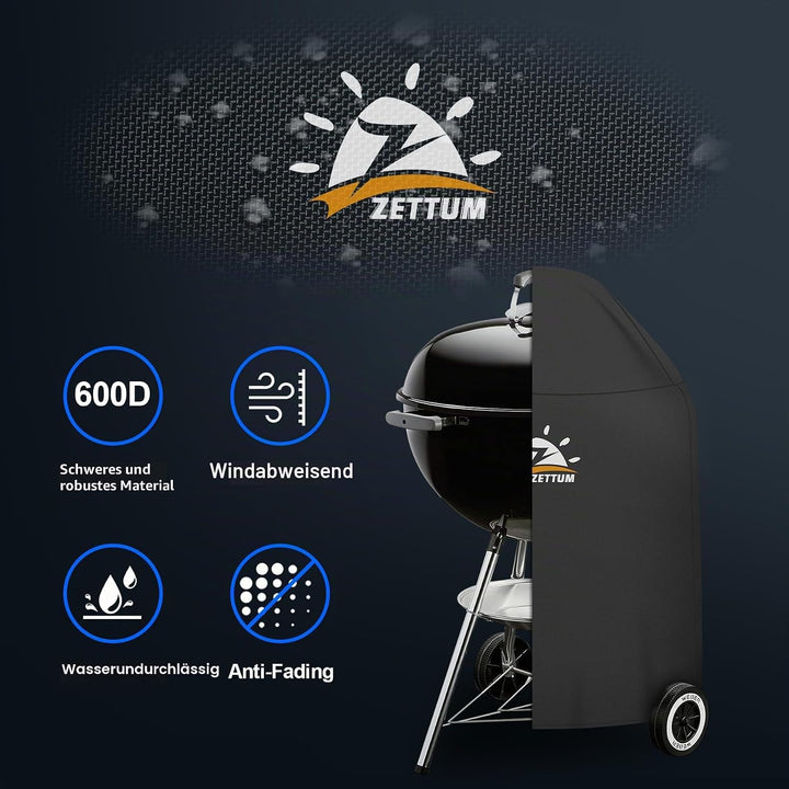 Zettum Kugelgrill Abdeckung Grill - 600D Oxford Holzkohle Abdeckhaube Grill für Weber 57 CM Barbecue