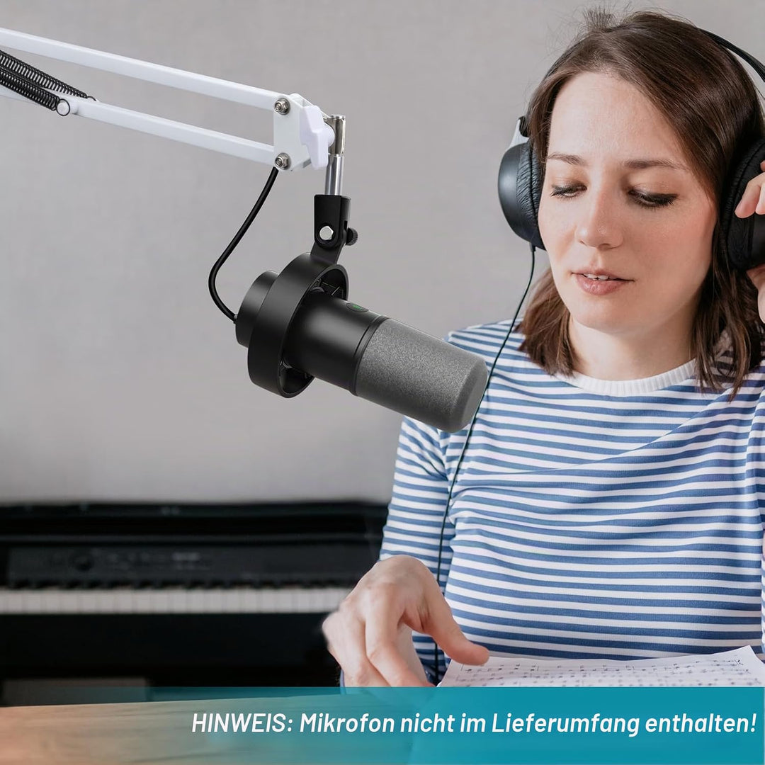 FIFINE K688 Mikrofonarm Weiss - Boom Arm Mikrofon Schwenkarmständer kompatibel mit FIFINE Recording