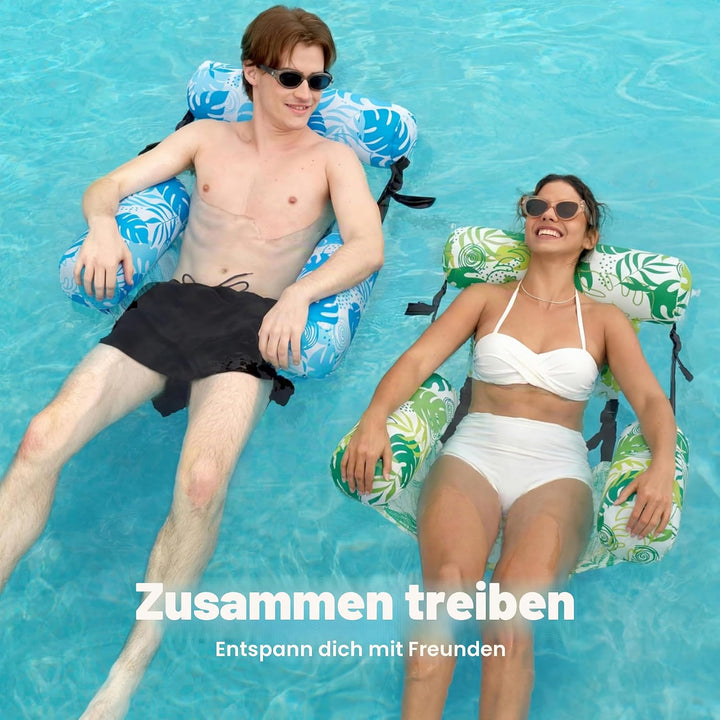 Sloosh Aufblasbare Wasser Pool Luftmatratze für Erwachsene, 2er schwimmende Pool-Flösse, Aufblasbare