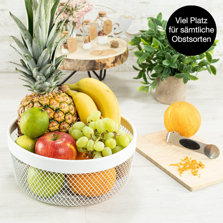 Moritz & Moritz Obstschale Weiss Metall 25cm - Obstkorb Weiss Modern – Korb für Geschenke, Früchte,