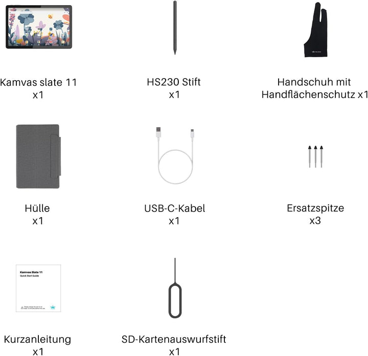 HUION Kamvas Slate 11 Grafiktablett mit Display ohne PC, Neigungsstift, 8 GB + 128 GB, Android 14, W