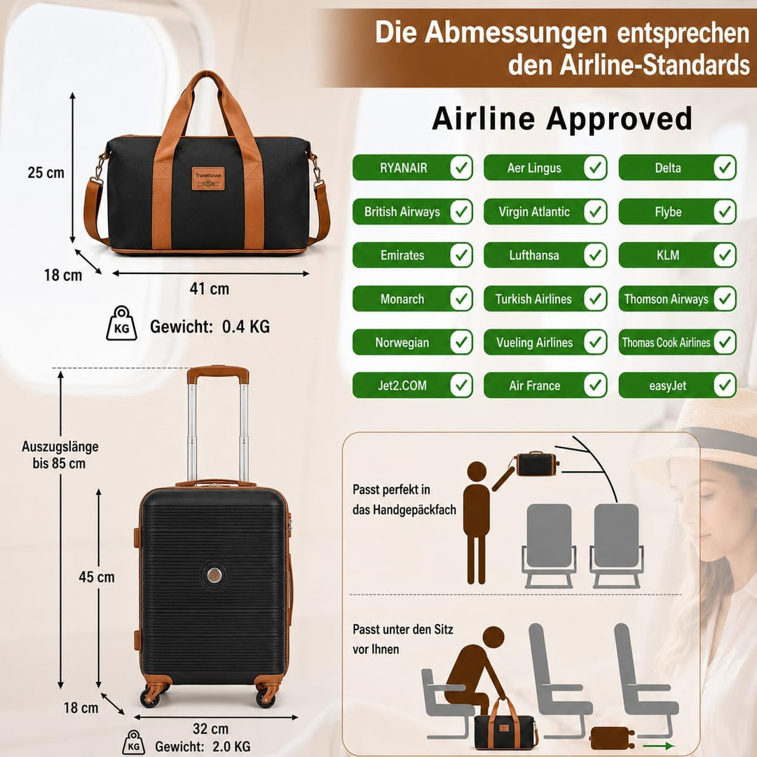 Travelhouse Bari Kofferset 6-teilig – ABS Hartschalen Trolley Set mit 4 Koffern (16"/20"/24"/28"), R