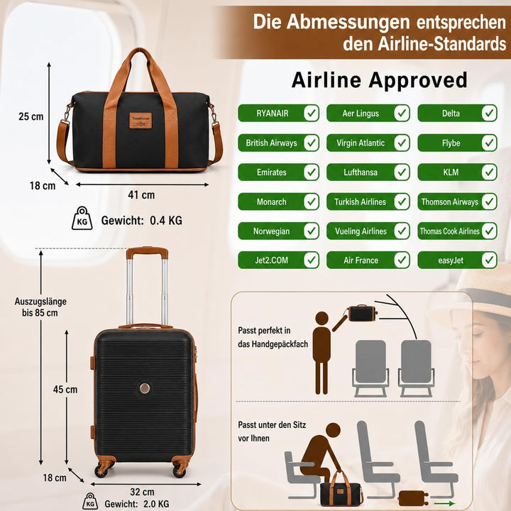 Travelhouse Bari Kofferset 6-teilig – ABS Hartschalen Trolley Set mit 4 Koffern (16"/20"/24"/28"), R