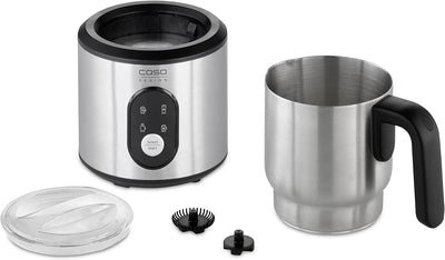 CASO Crema & Choco Inox, Milchaufschäumer für Kuhmilch und Pflanzenmilch, Kalter Milchschaum, Heisse