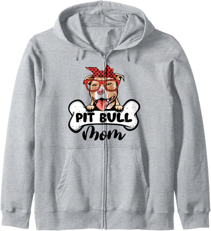 Niedliche Damen-Pitbull-Mom mit Bandana-Stirnband und Brille Kapuzenjacke