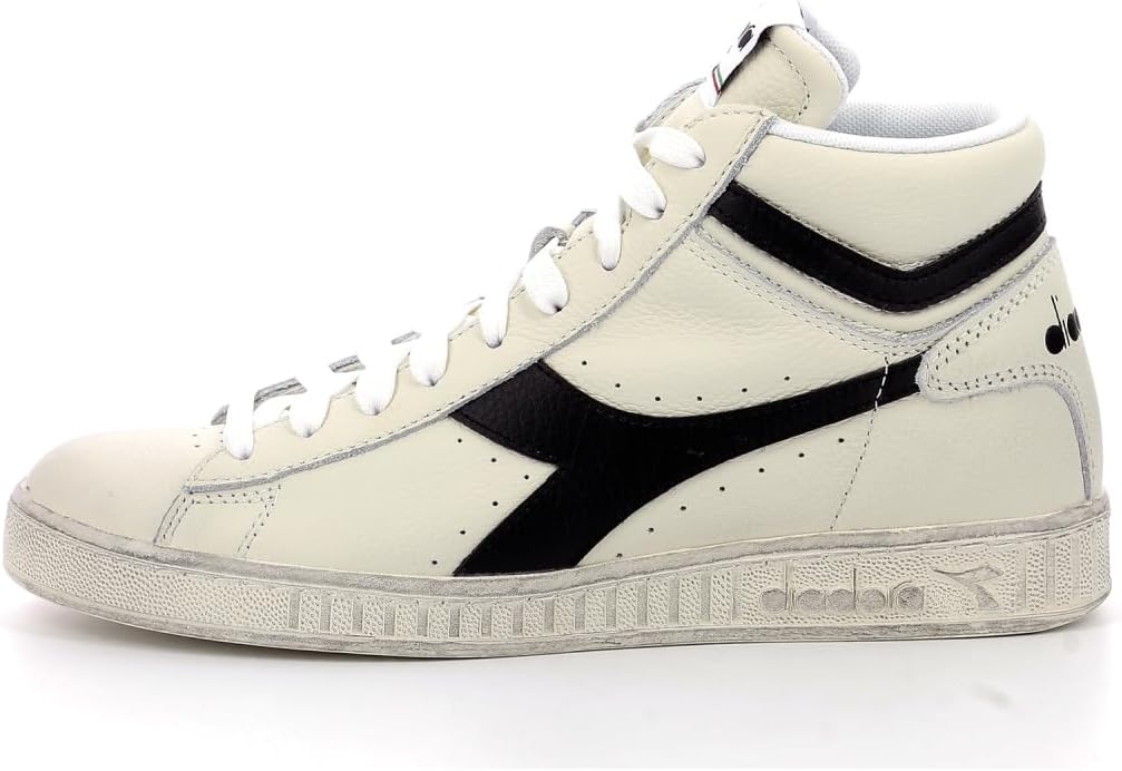 Diadora Unisex Game L High Waxed Hohe Sneaker 41 EU Weiss Schwarz, 41 EU Weiss Schwarz