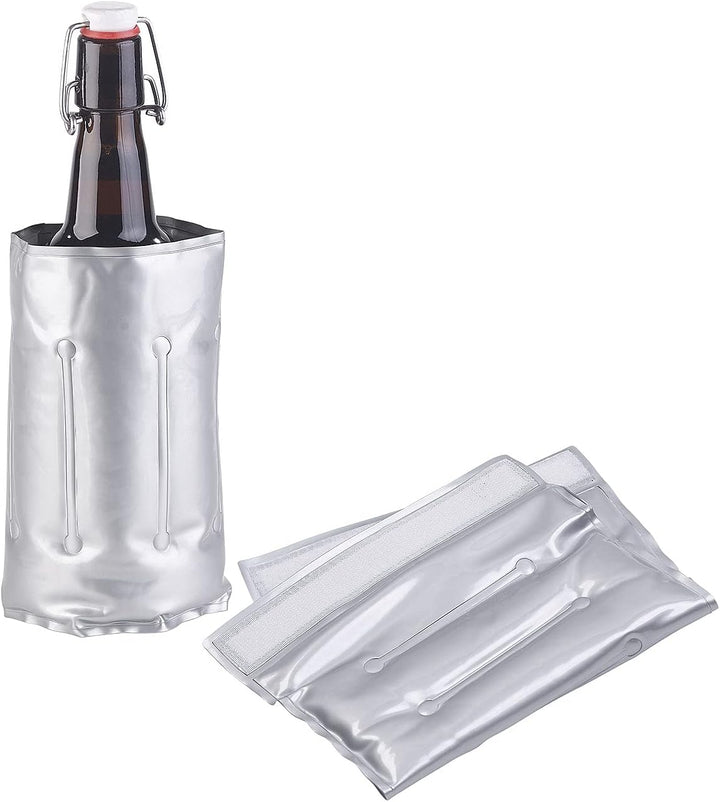 infactory Getränke Kühler: 8er-Set Flaschenkühler, Ø 75-86 mm, Klettverschluss, Kühl-/Wärme-Gel (Küh