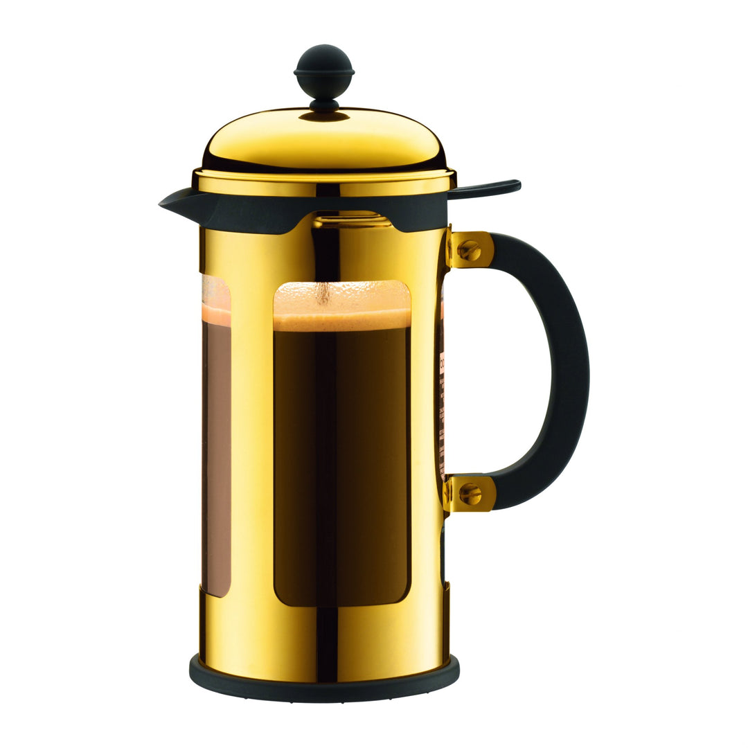 Bodum New Chambord Kaffeebereiter 8 Tassen, Chrom, Gold, cm, 10.7 x 17.5 x 25 cm, 1 Einheiten 1 Litr