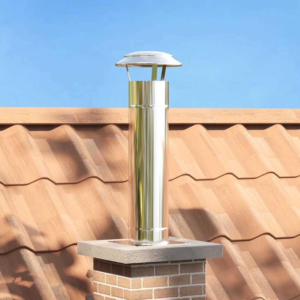 vidaXL Kaminverlängerung Silber 25 x 25 x 82 cm Edelstahl, Garten und Terrasse, Coole Kamin-Accessoi