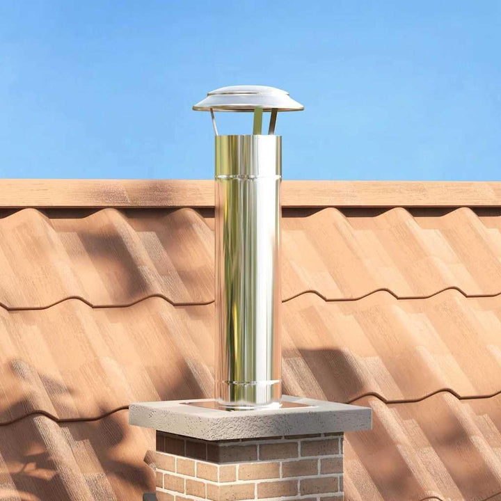 vidaXL Kaminverlängerung Silber 25 x 25 x 82 cm Edelstahl, Garten und Terrasse, Coole Kamin-Accessoi