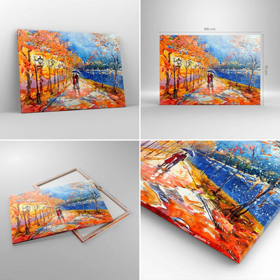 Bilder auf Leinwand 100x70cm Leinwandbild mit Rahmen Park Paar Baum Gross Wanddeko Bild Schlafzimmer