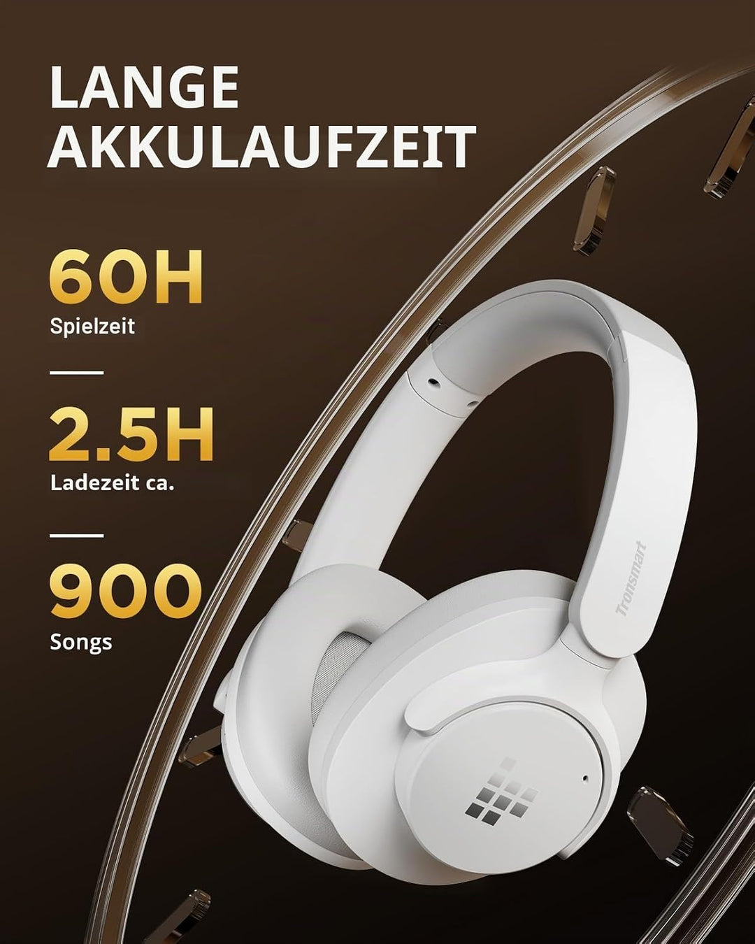 Tronsmart Q20S Hybrid Noise Cancelling Kopfhoerer Kabellos, Over Ear Kopfhörer mit Mikrofon, Hi-Res-