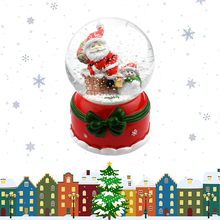 Musikalische Schneekugel für Weihnachten Spieldose Kristallkugel mit Bunten Glitzer LED Lichtern Wei